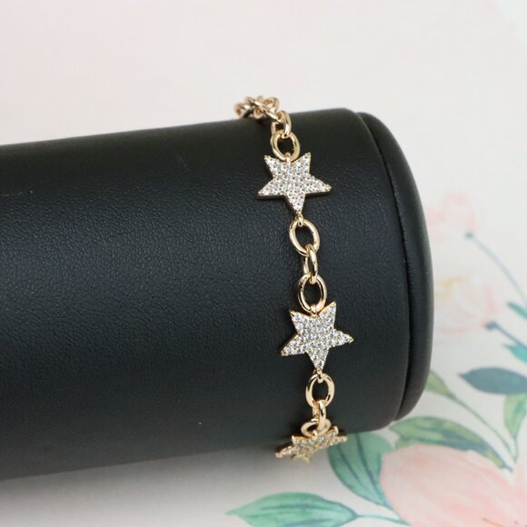 "Rose Gold Plated Star Charm Bracelet with Adjustable Chain, XPBL0915 - Picture 9 of 13